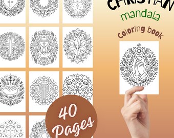 Christian Mandala Coloring Pages – Faith Based, Bible Symbol Mandalas, Cross Dove Ichthys Designs, Relaxing Christian Coloring PDF
