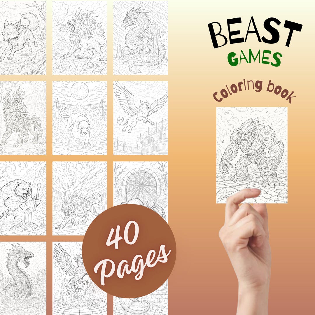 Beast Games Coloring Pages Printable PDF | 40 Fantasy Beast Arena ...