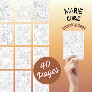 Marie Curie Coloring Pages – Educational Famous Scientist Coloring Book PDF – Homeschool STEM, Chemistry & Physics Printable