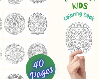 40 Kids Mandala Coloring Pages | Fun Easy Mandalas for Boys & Girls | Printable PDF Coloring Book for Children | Simple Symmetrical Art
