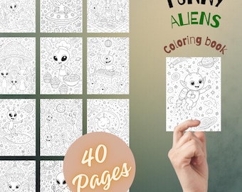 Alien Coloring Pages | Whimsical Magical Aliens Coloring Book | Funny Space Creatures | Printable PDF for Kids | Cosmic Coloring Pages