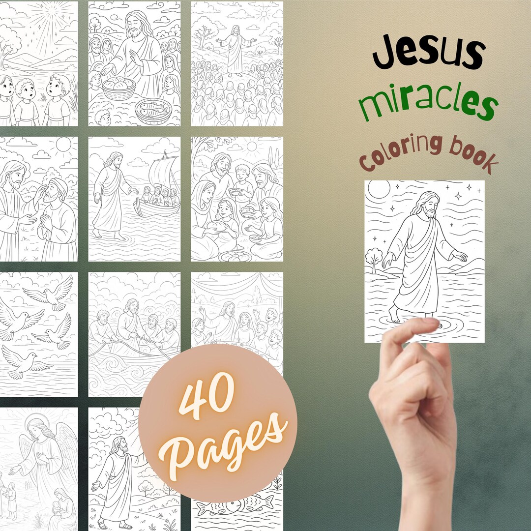 Jesus Miracles Coloring Book for Kids | Christian Bible Coloring Pages ...
