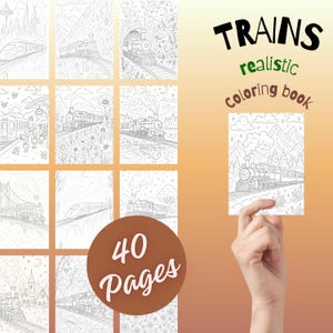 Realistic Train Coloring Pages – Whimsical Train Coloring Book PDF – Steam & Modern Trains Printable – Homeschool Activity