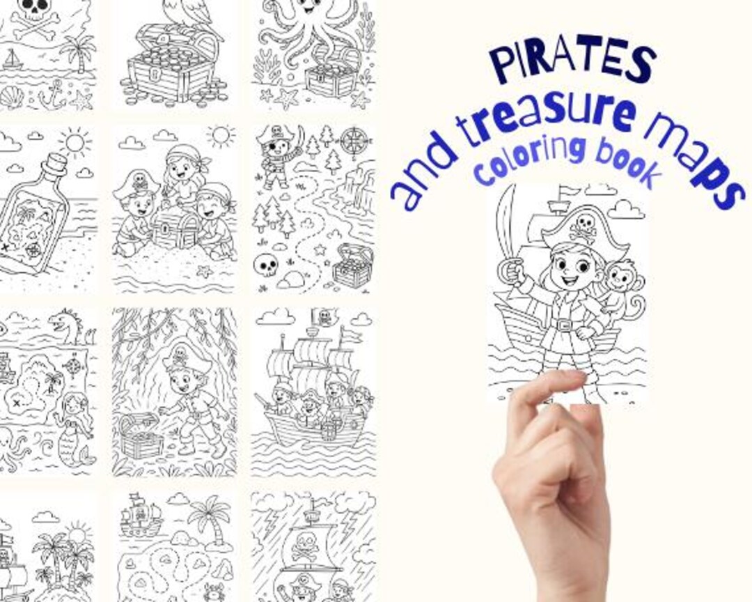 Pirate & Treasure Map Coloring Pages – 40 Printable Adventure Sheets ...
