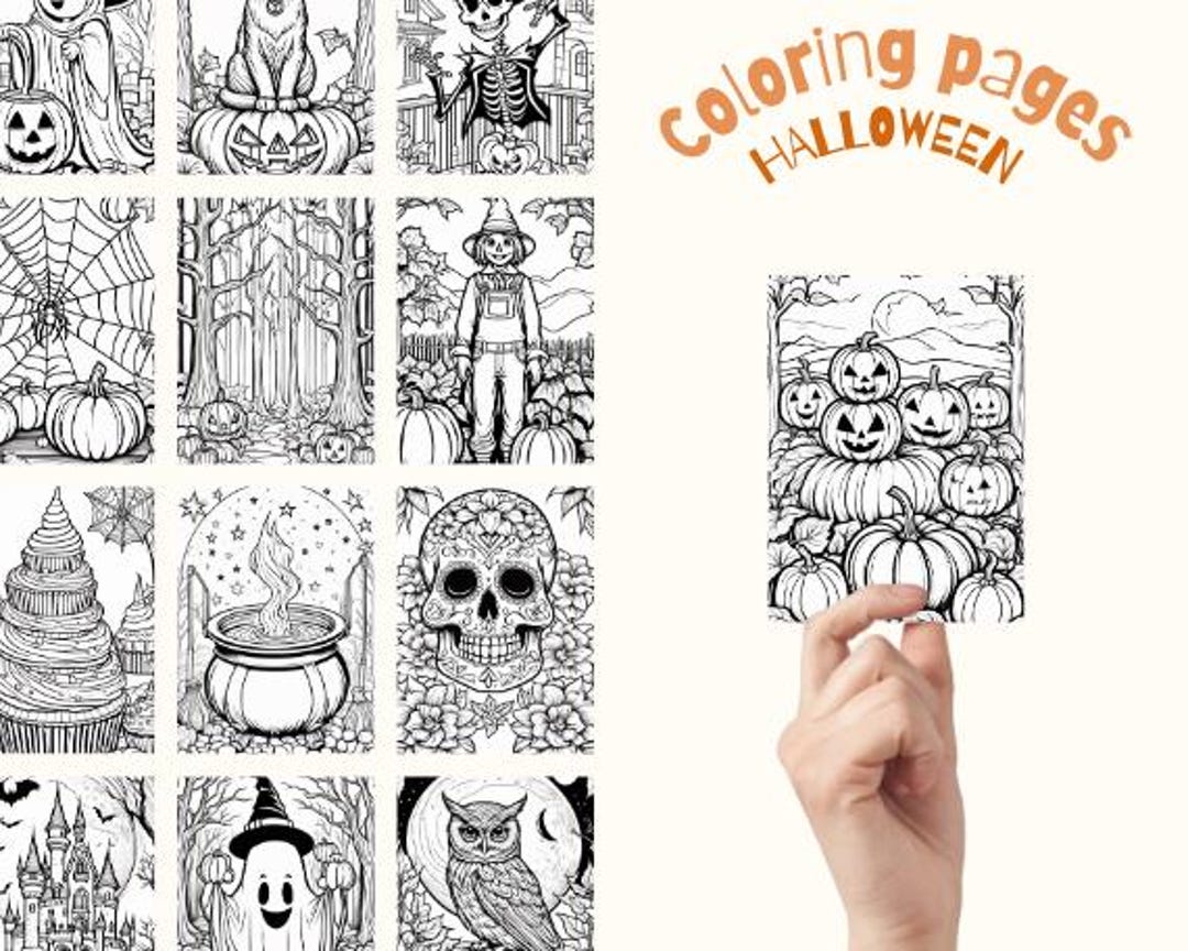 Halloween Coloring Pages Bundle | Printable Spooky Graphics | Kids ...
