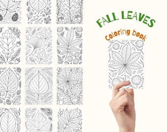 40 kolorowanek z jesiennymi liśćmi – Zestaw do druku z jesiennymi liśćmi | Szczegółowe kolorowanki z leśną przyrodą | Relaksujące PDF dla dzieci i dorosłych