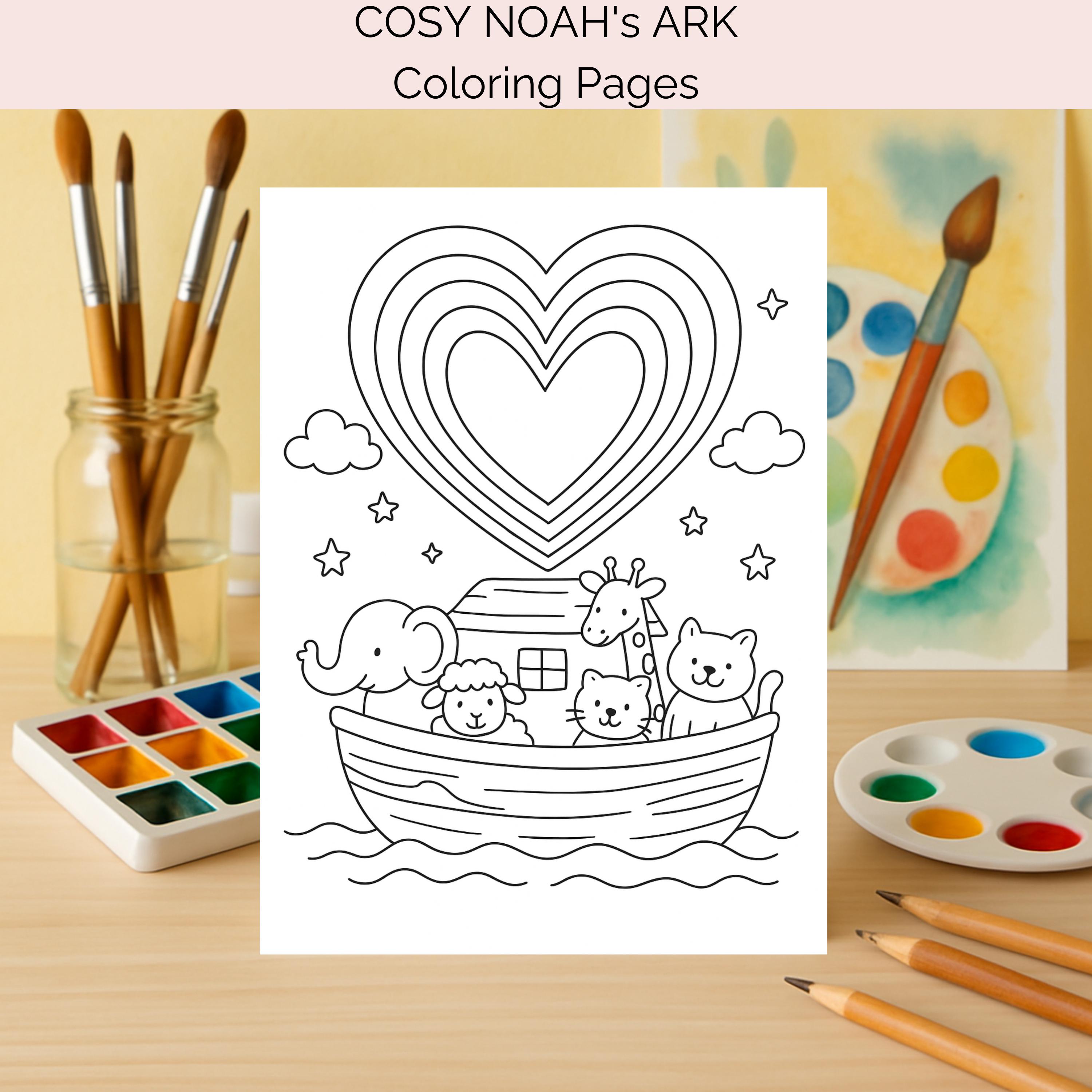 Noah's Ark Coloring Pages – 40 Bible Story Printable PDF – Christian ...