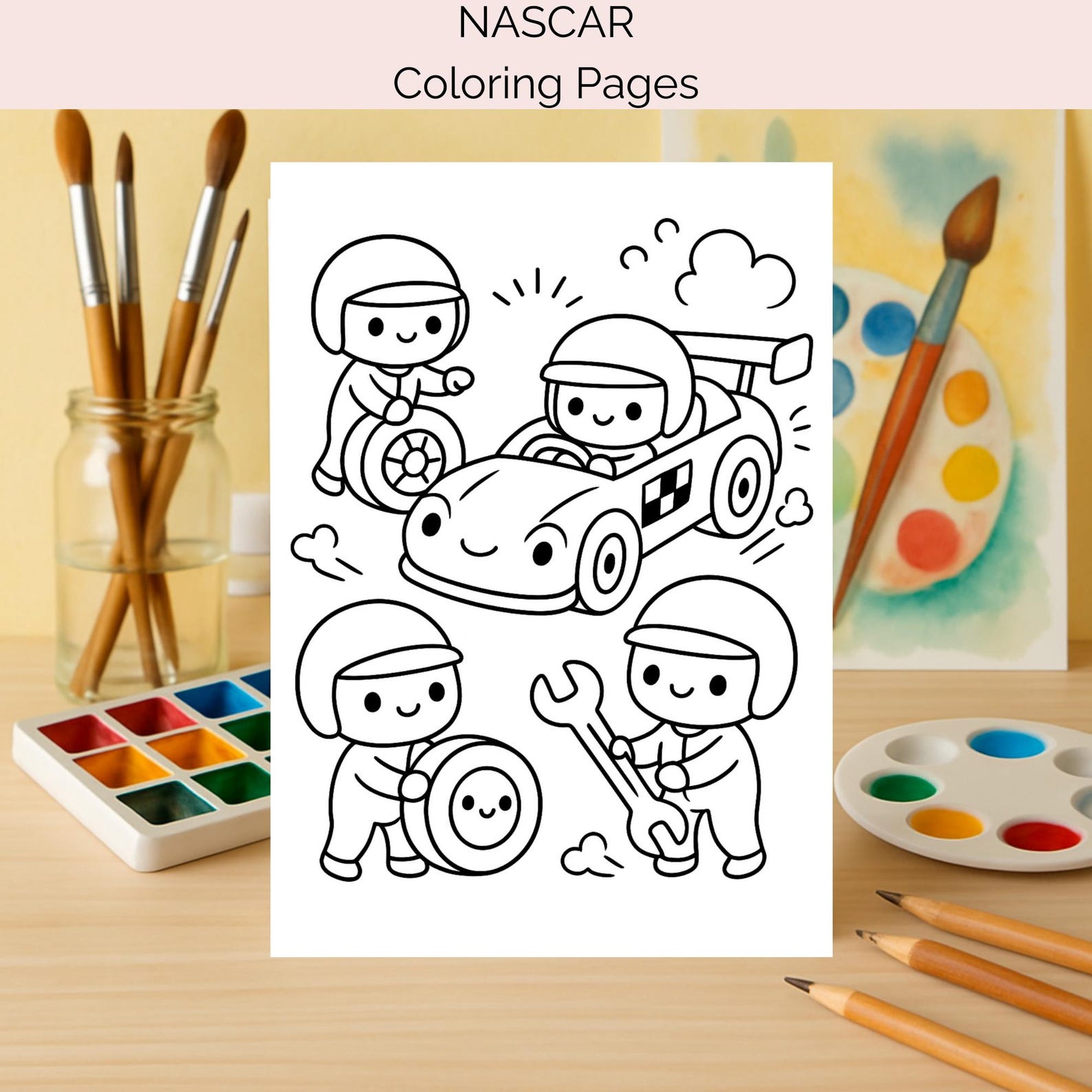 40 Kawaii Racing Coloring Pages for Kids | Cute NASCAR Printable ...