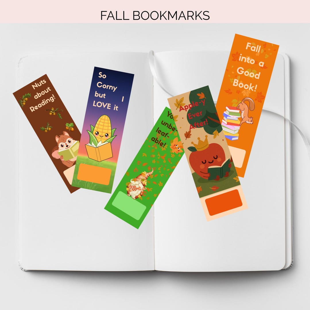 5 Autumn Bookmarks – Cute Fall Reading Accessories With Funny Puns ...