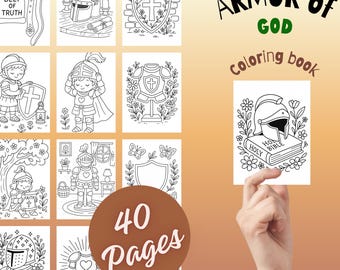 Disegni da colorare dell'Armatura di Dio - Libro da colorare biblico cristiano, Efesini 6 stampabile, attività per la scuola domenicale, PDF da colorare a tema religioso