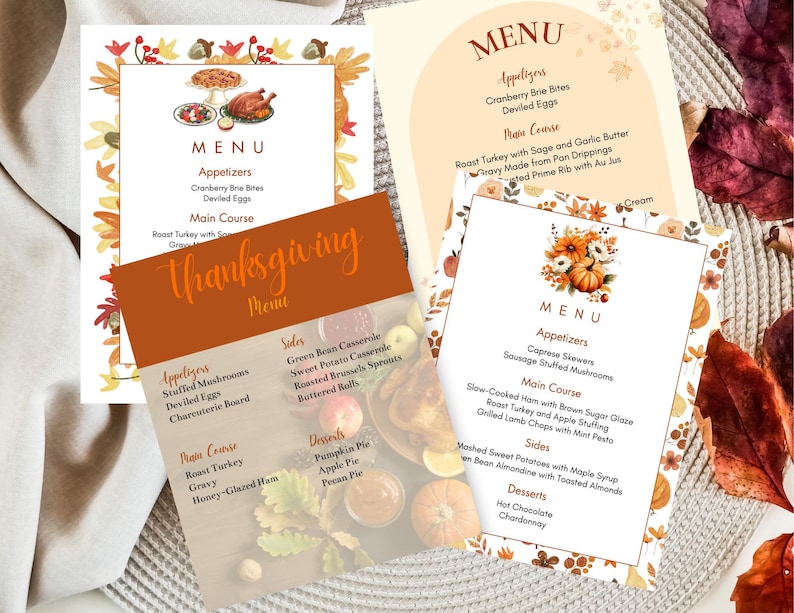 Printable Thanksgiving Menu | Editable Canva Template & PDF | Holiday ...