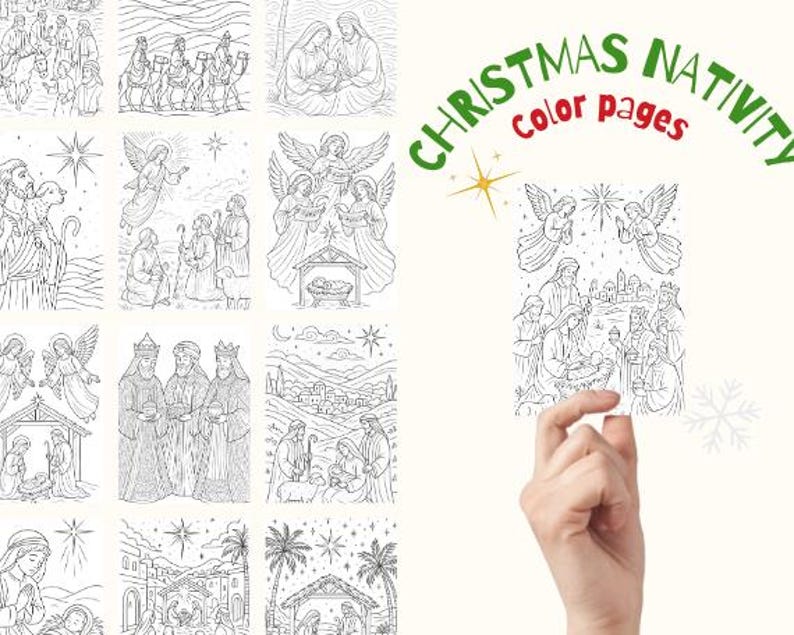 40 Christmas Nativity Scene Coloring Pages for Adults | Peaceful ...