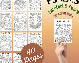 Psalms of Comfort & Peace Coloring Book | 40 Bible Verse Coloring Pages | Christian Coloring | Faith Based Scripture Coloring PDF