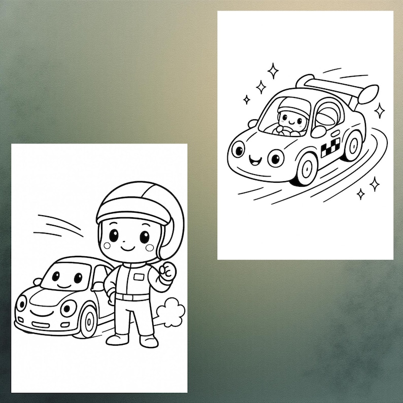 Chibi Racing Driver 40 Kawaii Racing Coloring Pages for Kids | Cute NASCAR Printable ...