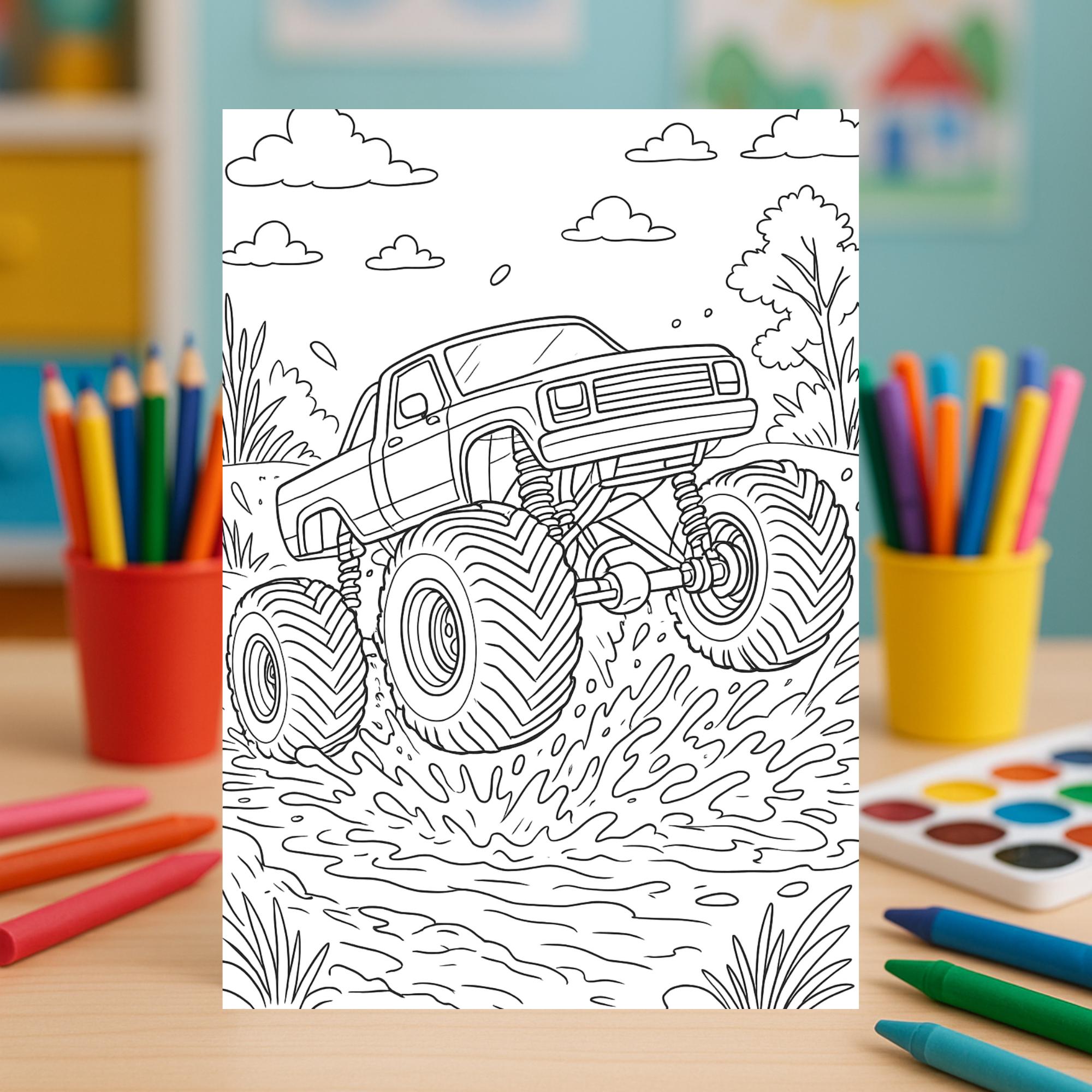40 Realistic Monster Truck Coloring Pages for Kids and Adults | Off ...