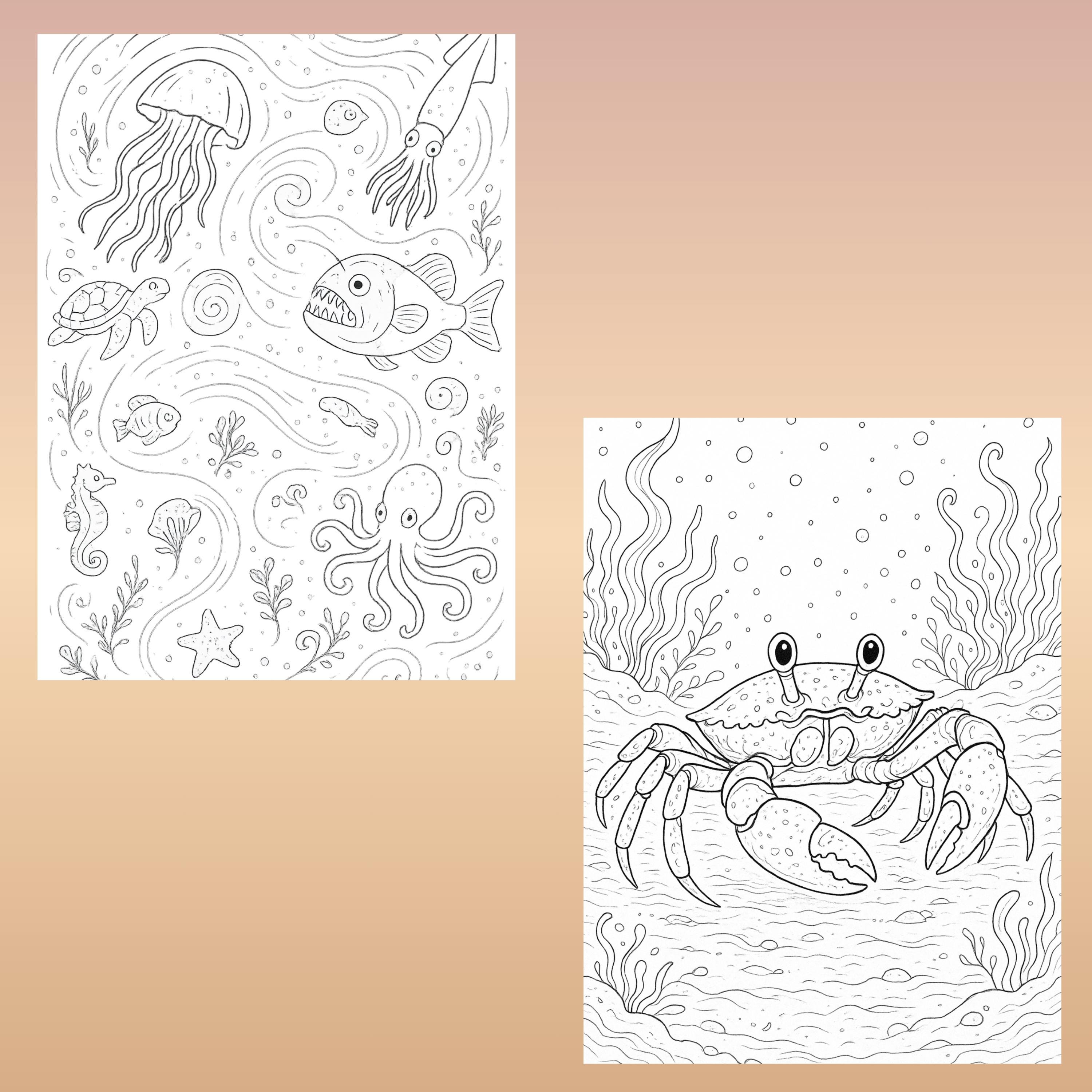 Deep Sea Creatures Coloring Pages for Adults – 40 Whimsical Realistic ...