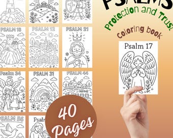 Psalms of Protection & Trust Coloring Book | 40 Bible Verse Coloring Pages | Christian Coloring | Scripture Faith Coloring Book PDF