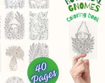 40 kolorowanek z krasnalami botanicznymi | Elegancka sztuka krasnali przyrodniczych | Relaksujący plik PDF do druku