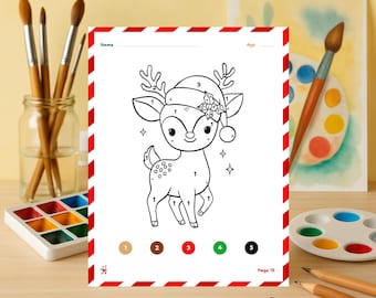 Colorare con i numeri di Natale per bambini - PDF stampabile magico per le vacanze