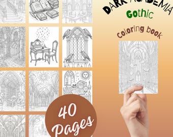Gothic Dark Academia Coloring Book | Magical Academy Printable PDF | 40 Enchanted Gothic Coloring Pages