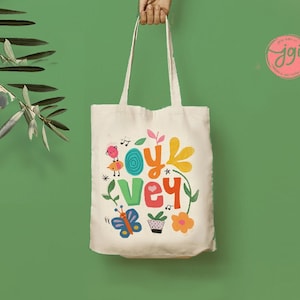 OY VEY Canvas Bag, Tote bag, Gift idea, cotton canvas bag, Aesthetic tote bag, Aesthetic, Gift for her, Art tote bag, Art, Shabbat, Jewish