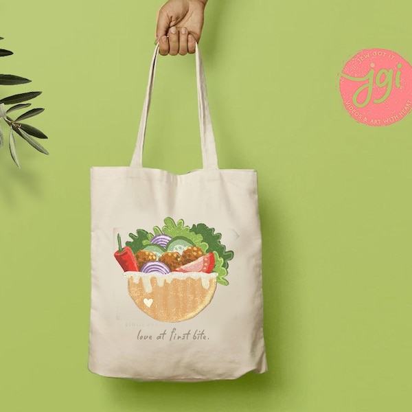 Falafel Tote Bag, cotton bag, everyday bag, Jewish gift, food gift, Middle East, hummus, shopping bag, israel, bag gift, food lover food art