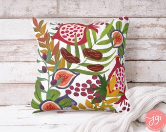 7 gatunków owoców Izraela Faux Suede Square Pillow home decor sofa pillow sofa pillow nowoczesny wzór pomysł na prezent prezent dla niej prezenty Chanuka