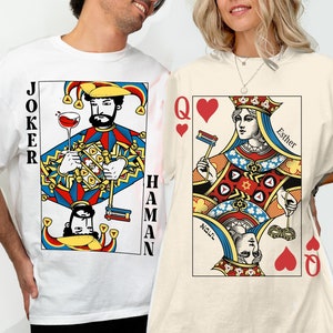 Haman Joker Queen Esther T-Shirt Purim Sweatshirt Einzigartiges Purim Kostüm israelischer Künstler Jüdisches Geschenk Am Yisrael Chai Herzkönigin Karten-Shirt