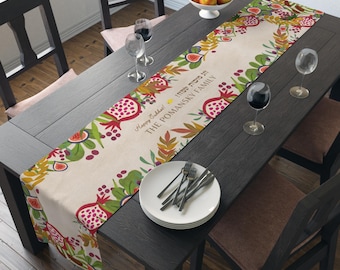 Sukkot Table Runner Etrog Lulav Rosh Hashanah Jewish gift Jewish holiday Israel 7 species jewish art, table decor, custom personalized gift