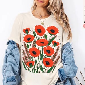 Kalanit Shirt Israel Red Poppy Flower Am Yisrael Chai T-Shirt Jewish Pride Hebrew Shirt Israel Gift Israel Art Flowers Israeli Flower Tee