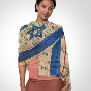 Israel Flagge Karte Schal Licht Männer Frauen Stoff Haar Abdeckung Bedeckung Jüdisch Israelischer Künstler Am Yisrael Chai Headwrap Israelische Karten Zustand Geschenke