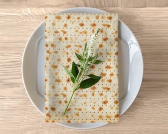 Matzah Napkins Set of 4 Cloth Napkin Passover Pesach Israel Table decor home Art Gift for her Matza Jewish Holiday Cover art Israeli Artist