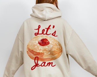 Chanoeka-sweater met donuthoodie | Shirt Let's Jam Jelly Donut | Joods cadeau voor mannen en vrouwen | Chanukah Israeli Artist Design Chanoeka-shirt