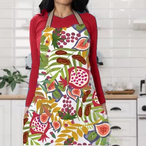 Tablier 7 espèces d'Israël, cadeaux juifs de cuisine art israélien art israélien, Hanoucca, cadeaux de Hanoucca tablier de décoration de cuisine art fruitier pour femme modèle