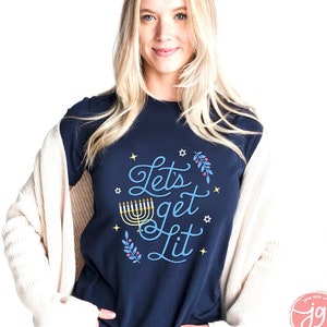 Lets Get Lit Hanukkah Shirt Soft cotton Unisex Jersey Graphic shirt, Israel, jewish gift, Hanukkah Shirt  Chanukah tshirt  חנוכה Women