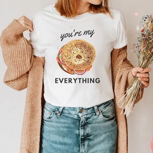 Alles Bagel-Hemd, jüdisches Hemd, Frauenhemd, T-Shirt Frauen trendy, Bagel, Kunst, Baumwoll-Hemd, Geschenk für sie, Geschenk für ihn, jüdisch