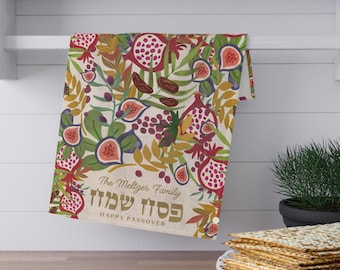 Personalized Passover Towel 7 Species of Israel Design Customized Pesach Towel Jewish Holiday Decor Unique Passover Gift Passover Seder Art