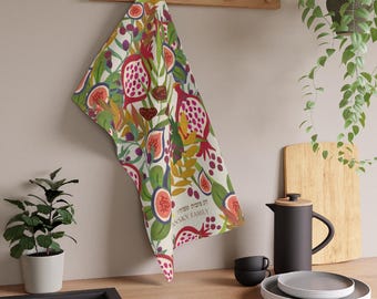 Sukkot Kitchen Towel Decorative Etrog Lulav Sukkah Tabernacle Jewish holiday Israel species jewish art table decor custom personalized gift