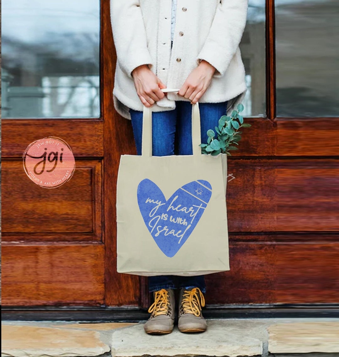 "I'd Rather Be In Israel" Natural Canvas Tote Bag – Reusable Shopping & Beach Bag - View #5