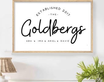 Personalized Family Name Sign Custom Last Name Wall Art Farmhouse Home Decor Wedding Gift Established Date Sign Rustic Wooden Sign Family