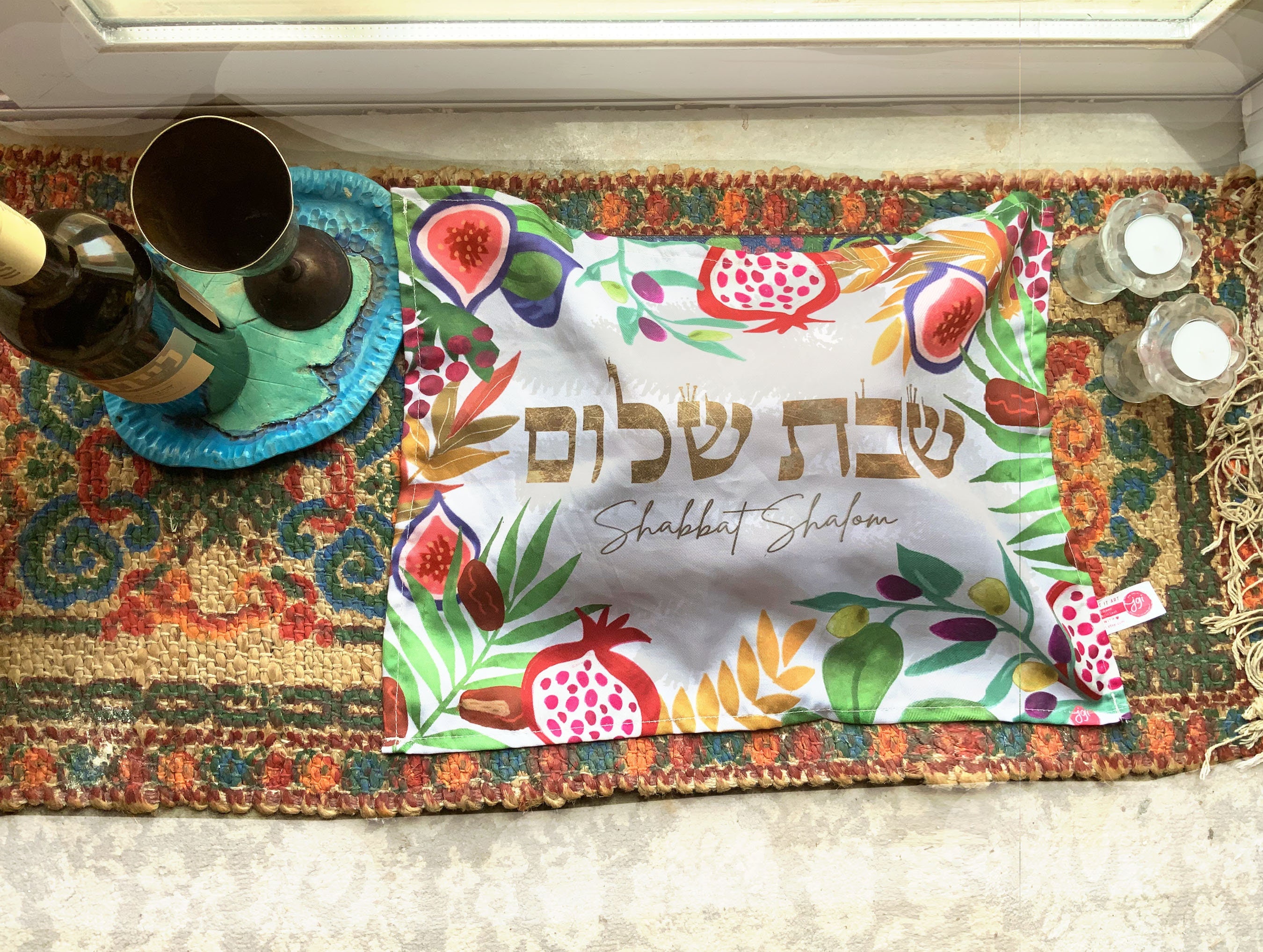 Challah Cover 7 Species of Israel Art Hand Drawn Jewish Holiday Art ...
