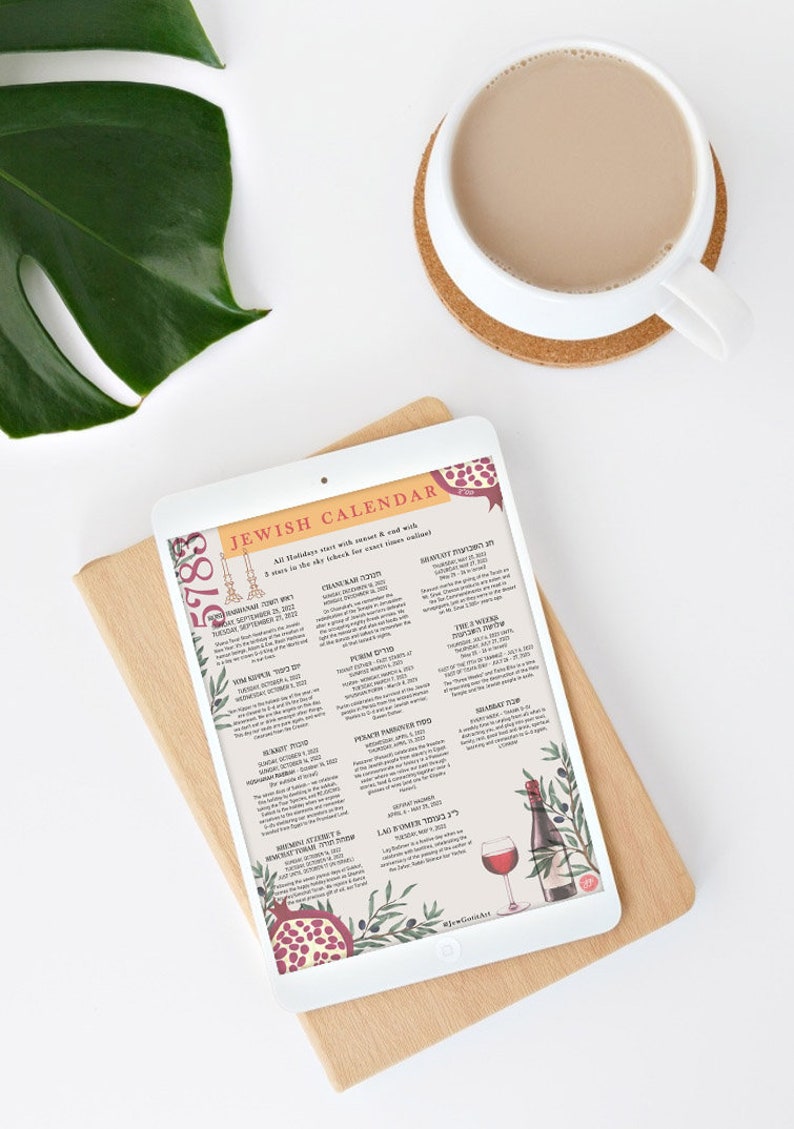 Jewish Holiday Calendar Year 5783 Download Printable Etsy Jewish Holiday Calendar Year 5783 Download Printable Etsy