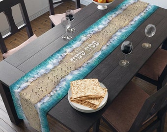 Passover Pesach Table Runner Decor Sea Splitting Split Decoration Jewish gifts Israel gift Holiday Israeli Artist Seder plate personalized