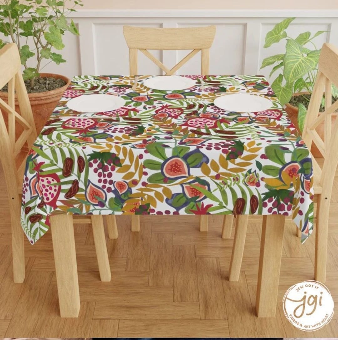 7 Species of Israel Tablecloth, Table Cloth Square, Fruit Art Home