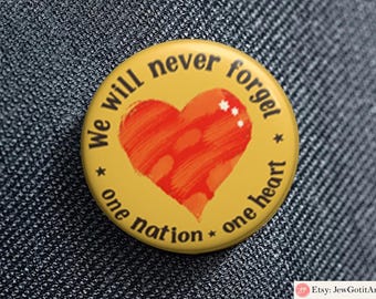 Pin Set We Will Never Forget Never Again Magnets Magnet Stickers Heart Badge Yellow Ribbon  Am Yisrael Chai Star David