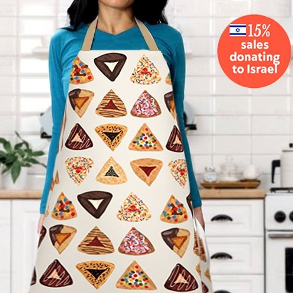 Purim Hamantaschen Apron Cookie kitchen jewish gifts israel art Mishloach Manot gifts kitchen decor apron women pattern Israeli Artist