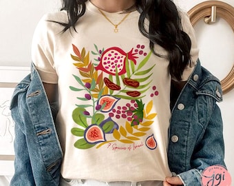 7 Fruits & Produce of Israel, 7 Species Israel, fruit, shirt woman, tshirt, jewish gift, Israel, Design Graphic Shirt, Gift for her, shirt