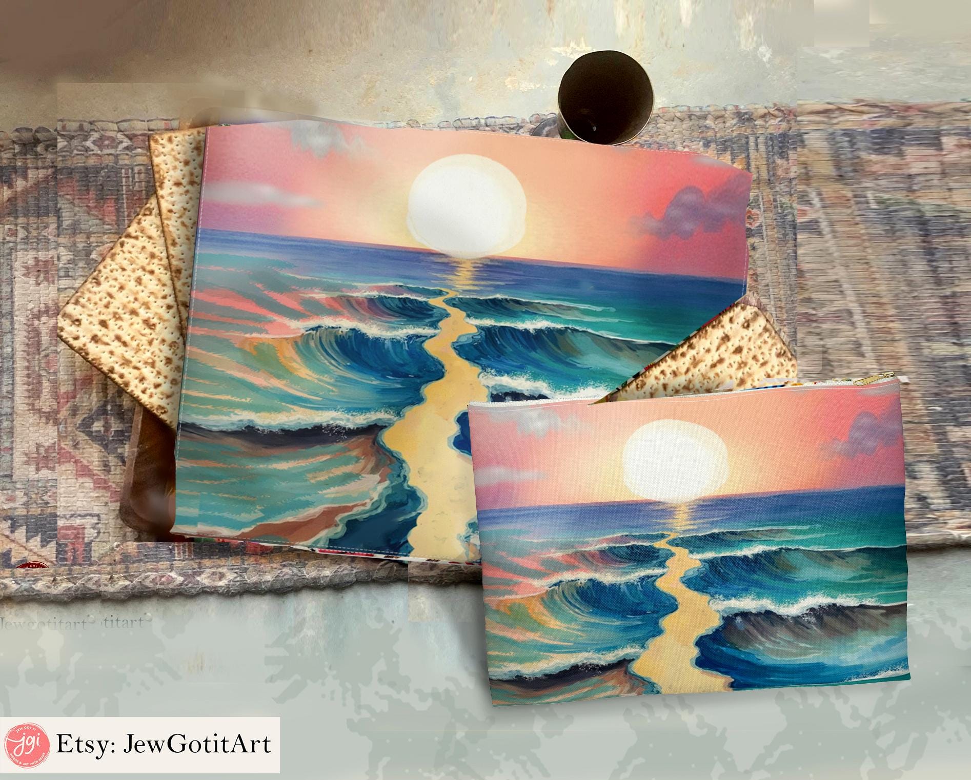 過越祭マツァーカバー 海の分割セット & アフィコメンセット