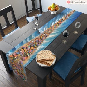 Passover Splitting of the Sea Table Runner Tablecloth Pesach Gifts Israeli Artist Home Decor Table Setting Unique Passover Decoration Pesach