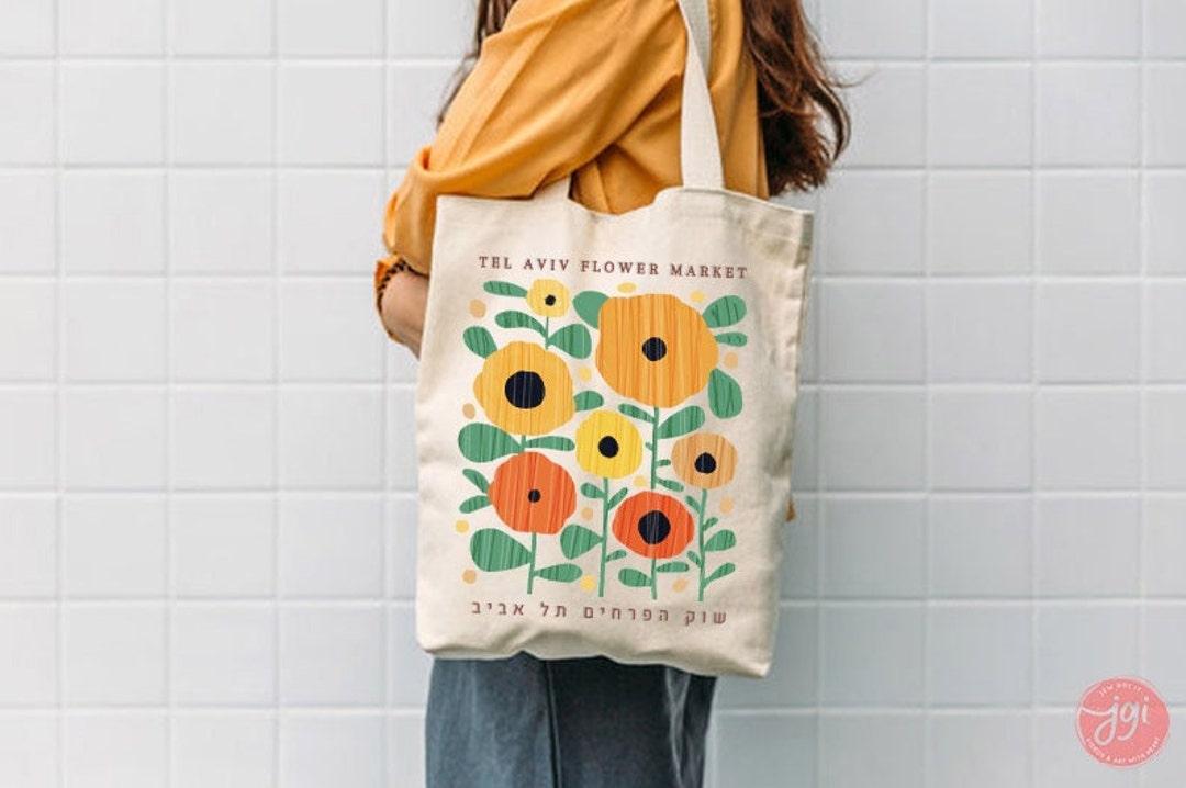 Tel Aviv Flower Market Tote Bag, Cotton Bag, Israel, Everyday Bag